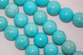 16" Strand Turquoise Blue Howlite Stone 10mm Beads . approx 41 beads how0190