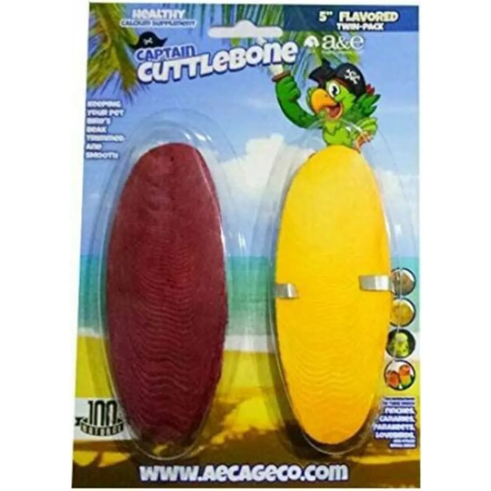 A and E Cages Captain Cuttlebone Flavored Bird Treat 2pk 5in