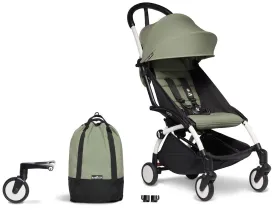 Babyzen YOYO2 Ultra Compact Complete 6  Stroller & Rolling Bag Bundle - White / Olive