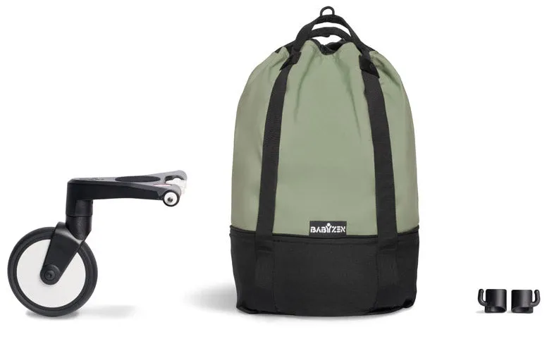Babyzen YOYO2 Ultra Compact Complete 6  Stroller & Rolling Bag Bundle - White / Olive