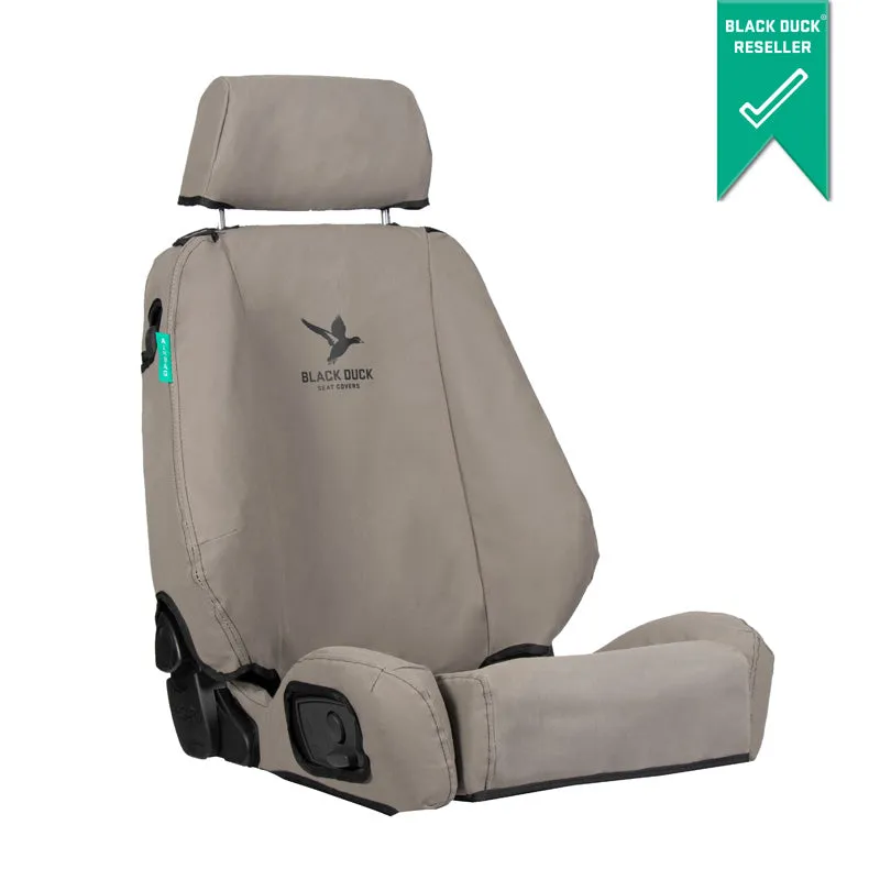 Black Duck Canvas Seat Covers Suits Daewoo Artic Loaders Grey