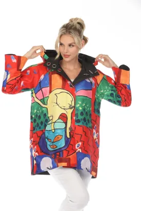 Cat Print Reversible Rain Coat