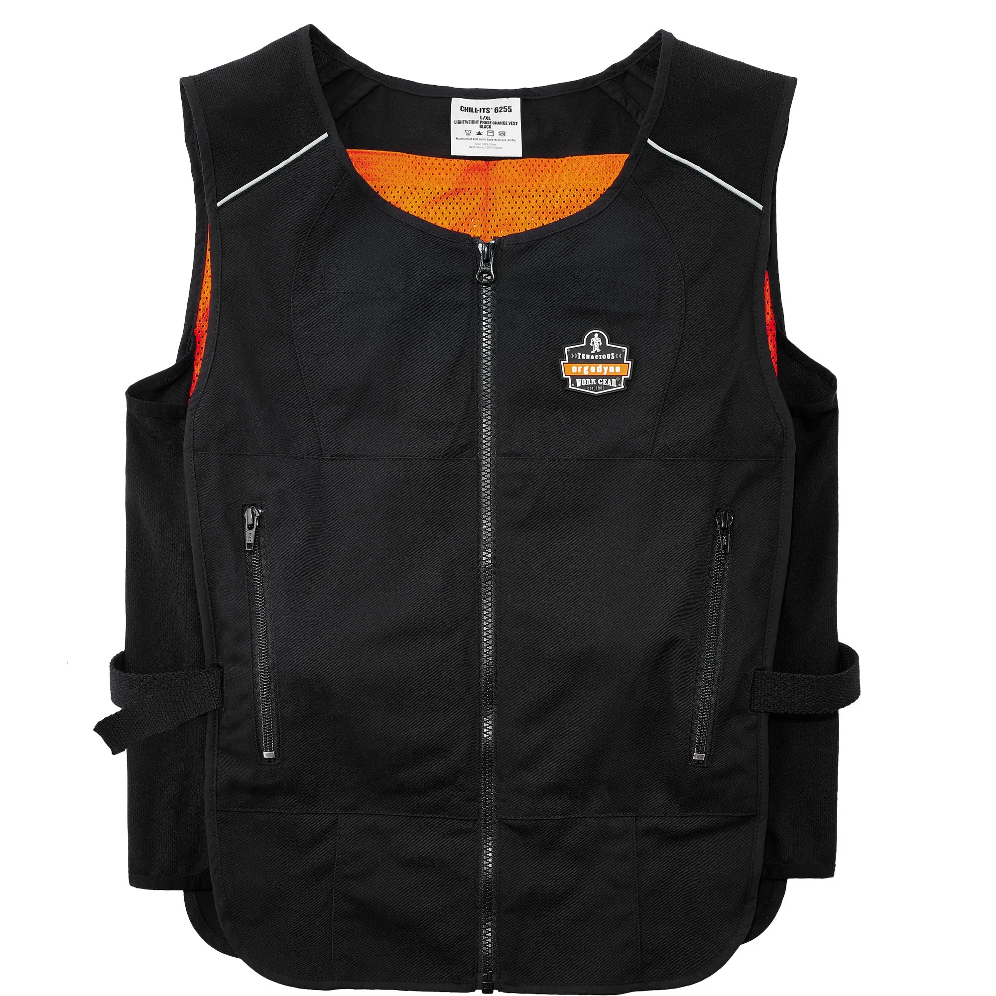 Chill-Its® 6260 Lightweight Phase Change Cooling Vest with Packs, Large/X-Large, Black