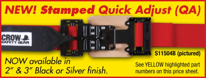 Crow QA 5-Way Quarter Midget 2" Latch & Link Harness - Black Hardware - SFI 16.2 - Red