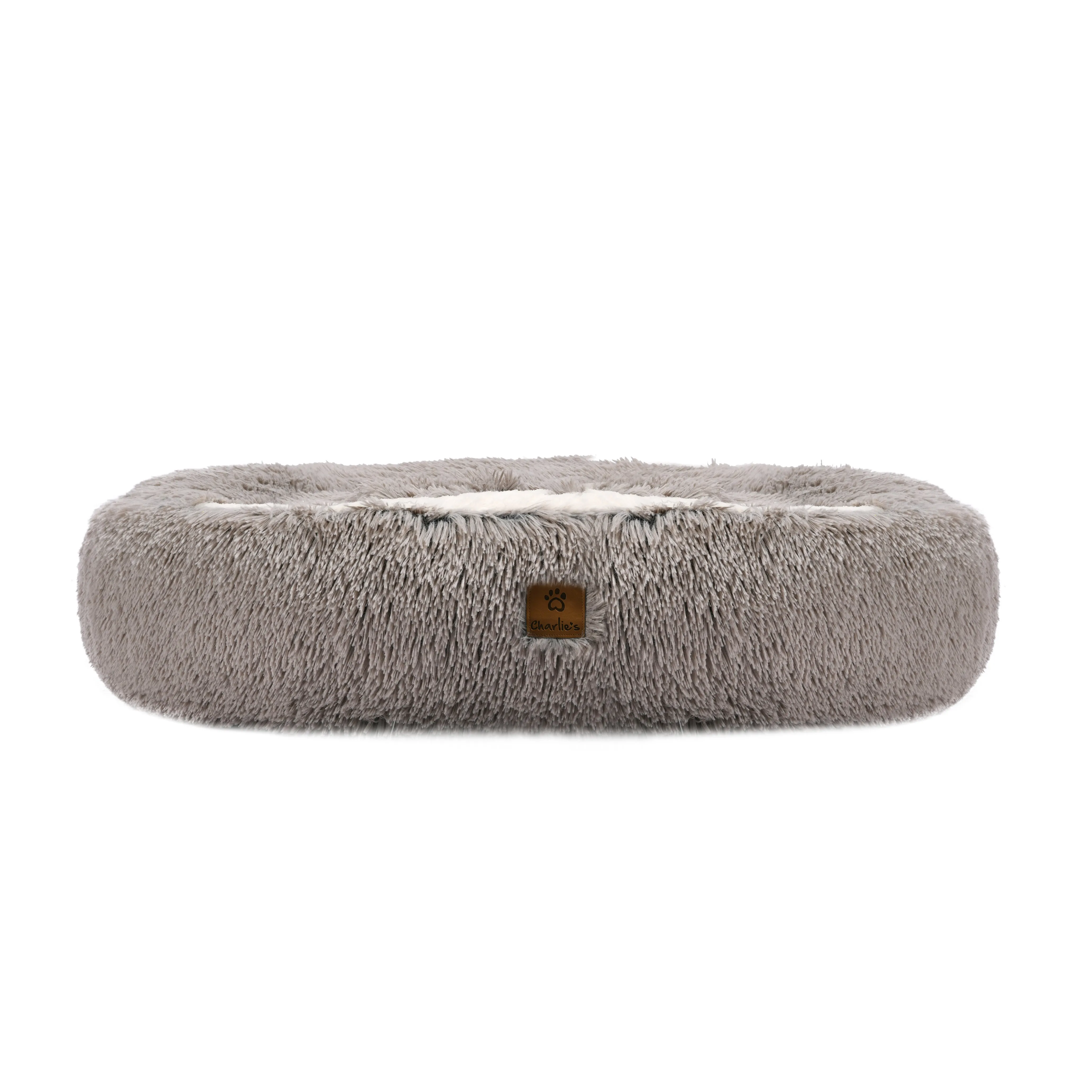Cushioned Snookie Hooded Pet Nest Bed Faux Fur Grey