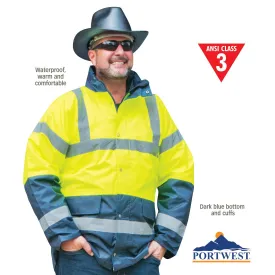 High Visibility - Two Tone Traffic Jacket - Yellow/Royal Blue - XL