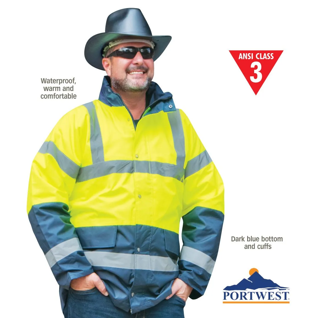High Visibility - Two Tone Traffic Jacket - Yellow/Royal Blue - XL