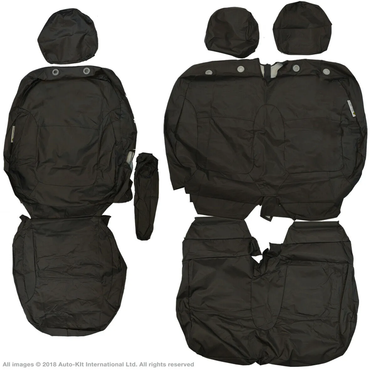 INKA Tailored Waterproof Vauxhall Vivaro Front 1 2 Black Seat Covers 2014 - 2016