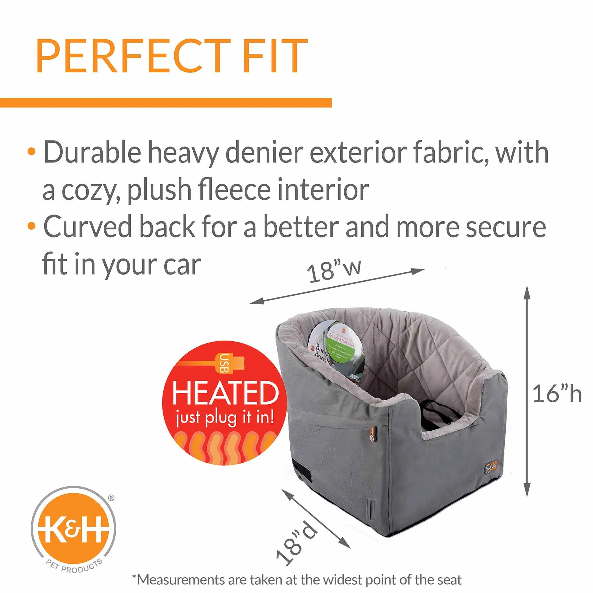 K&H Pet Products Bucket Booster Pet Seat, Heated Knockdown