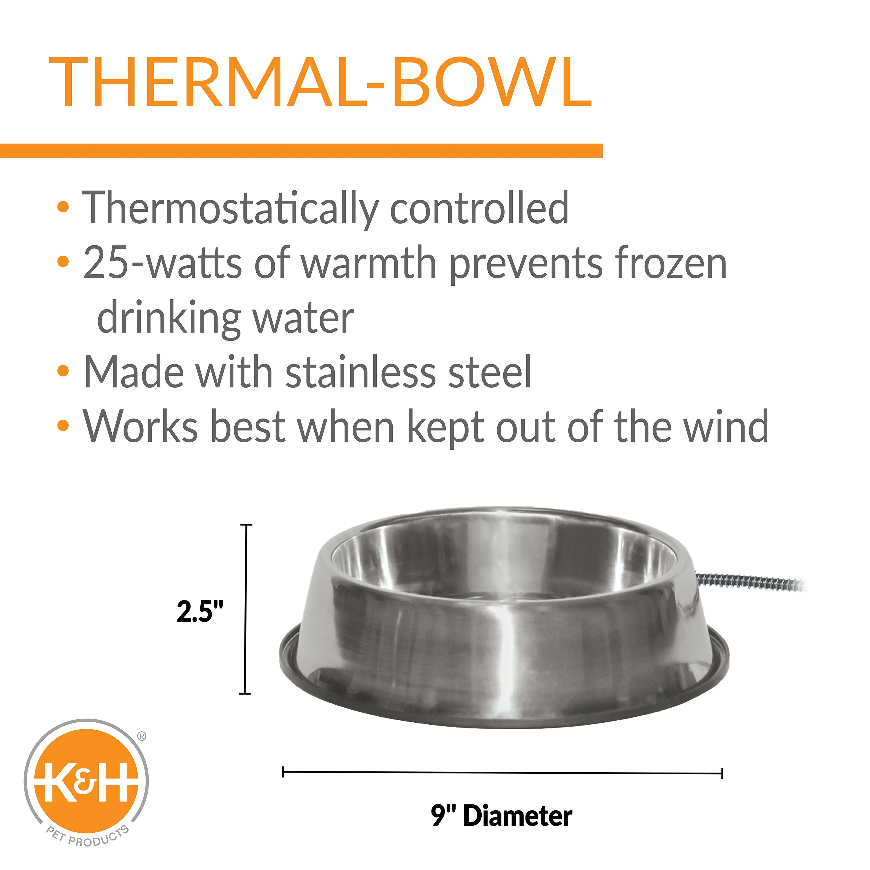 K&H Thermal-Bowl Heated Outdoor Water Bowl