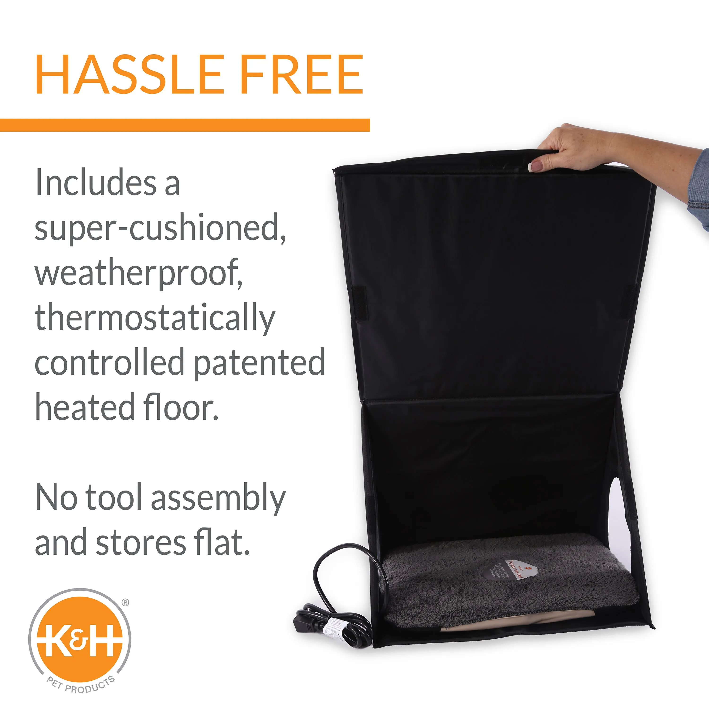 K&H Thermo A-Frame Heated Cat House - Gray/Black