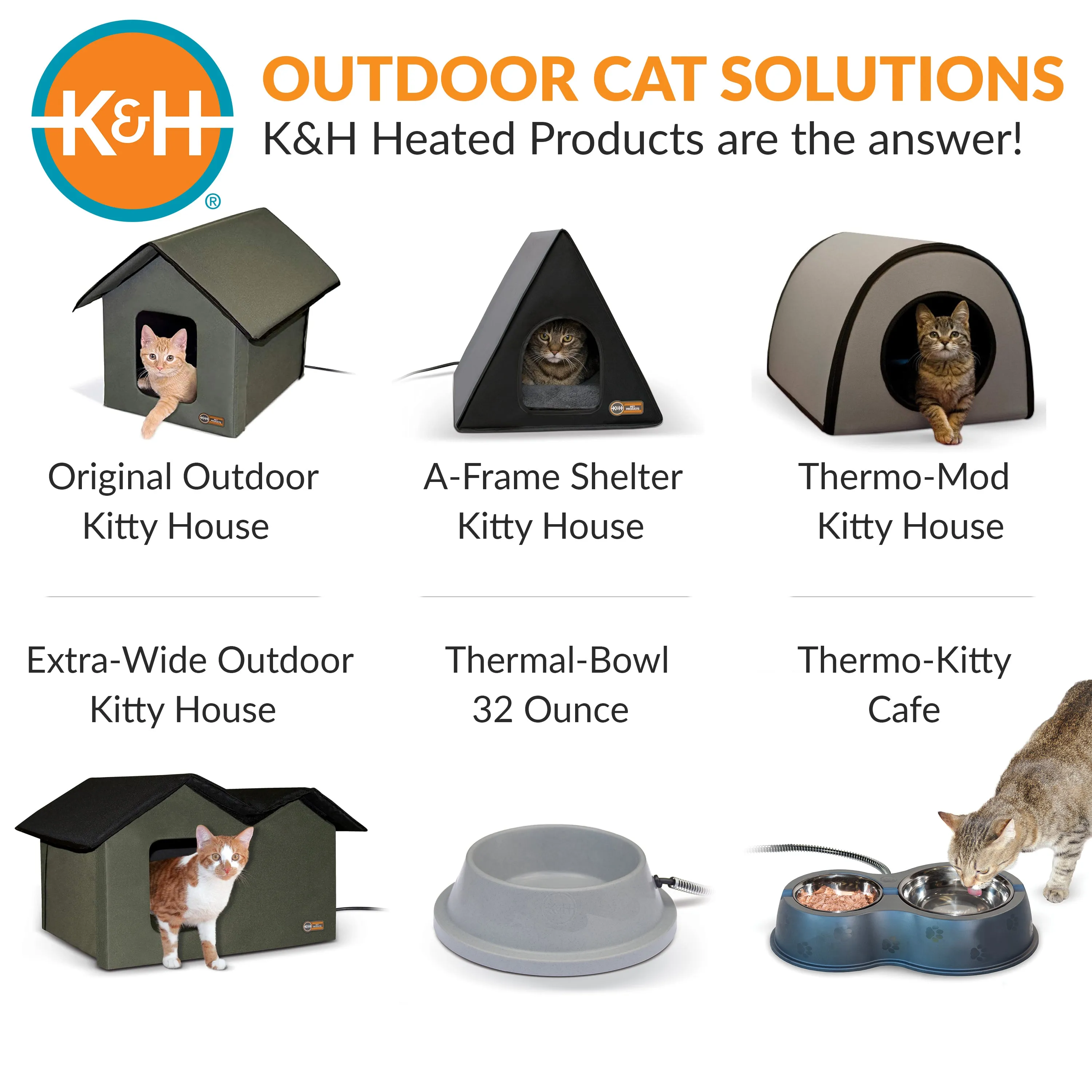 K&H Thermo A-Frame Heated Cat House - Gray/Black