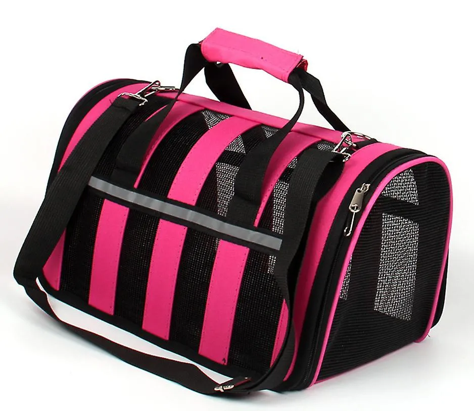 M 43*26*24cm rose red Portable pet outdoor mesh breathable backpack AZ15216