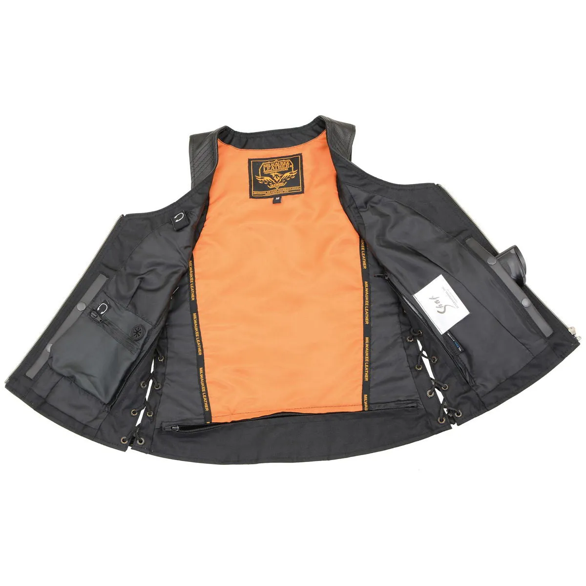 Milwaukee Leather MLL4532 Women's Black Cool-Tec Leather Open Neck