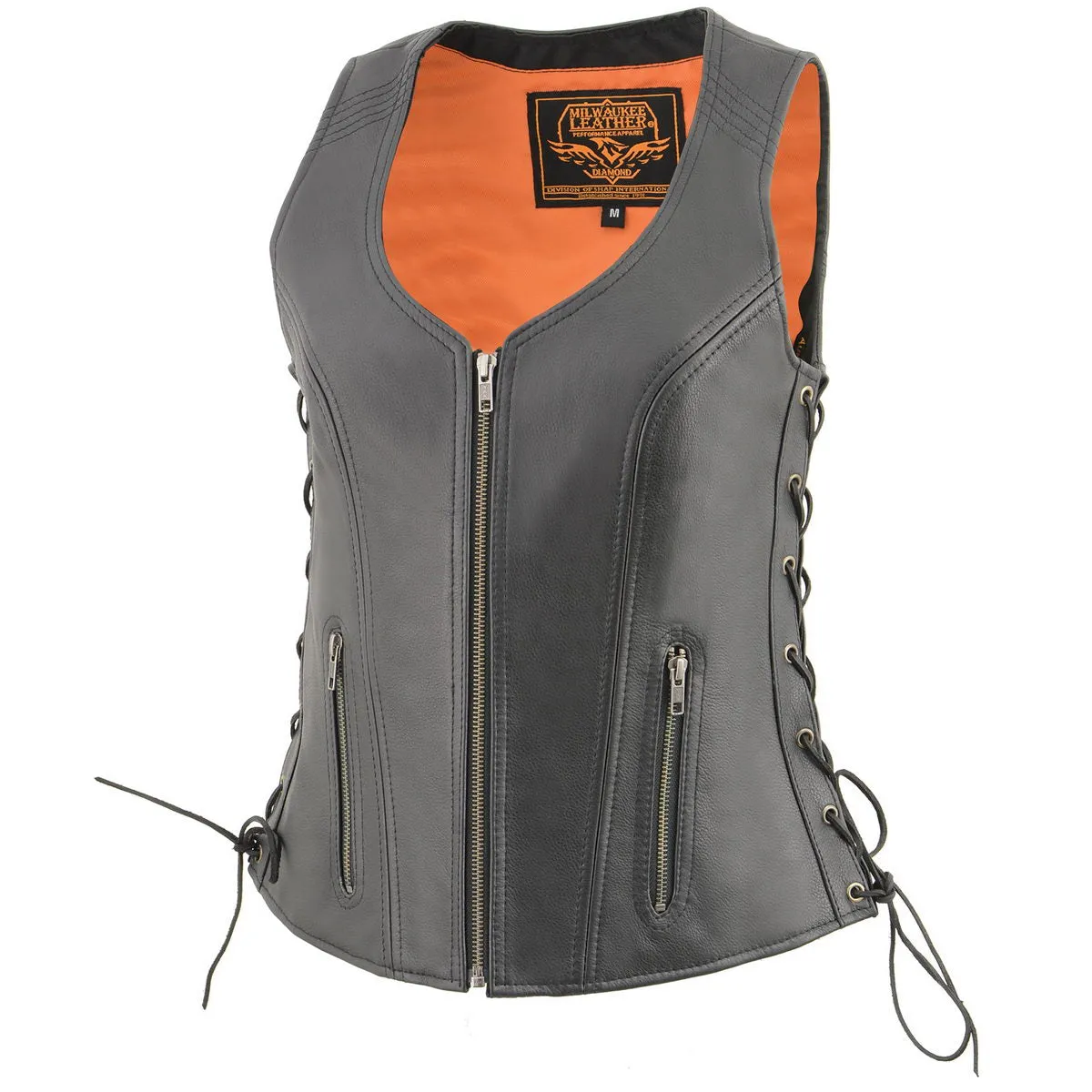 Milwaukee Leather MLL4532 Women's Black Cool-Tec Leather Open Neck