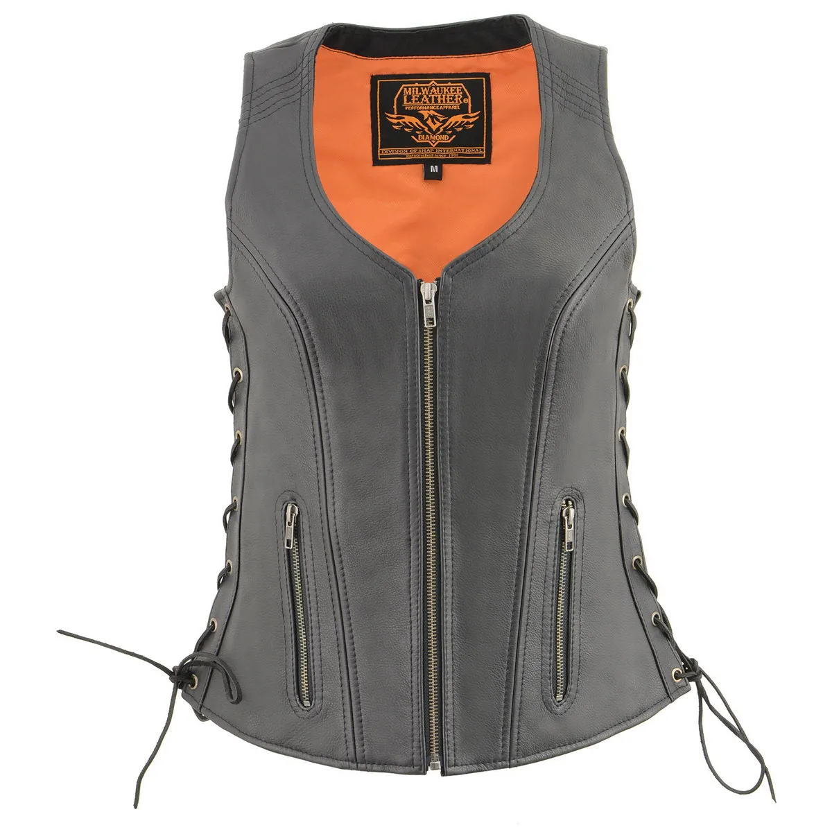 Milwaukee Leather MLL4532 Women's Black Cool-Tec Leather Open Neck
