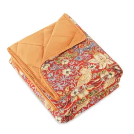 Morris and Co Pet Blanket - Burgundy Strawberry Thief Print