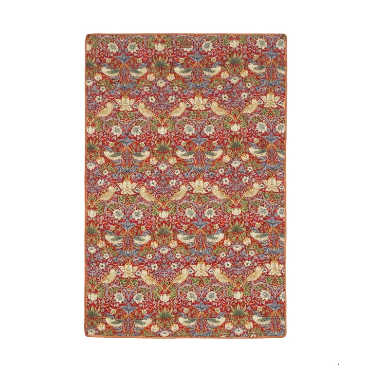 Morris and Co Pet Blanket - Burgundy Strawberry Thief Print