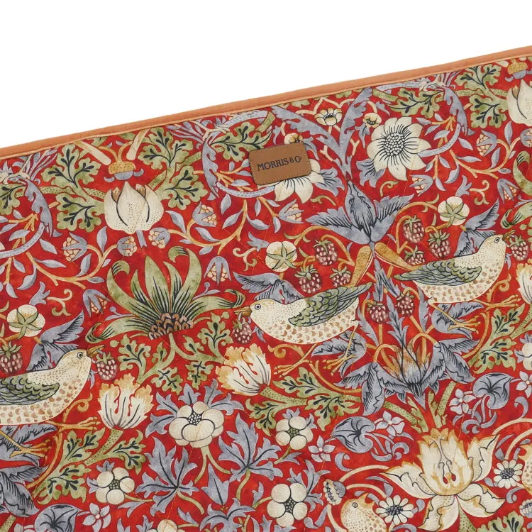 Morris and Co Pet Blanket - Burgundy Strawberry Thief Print