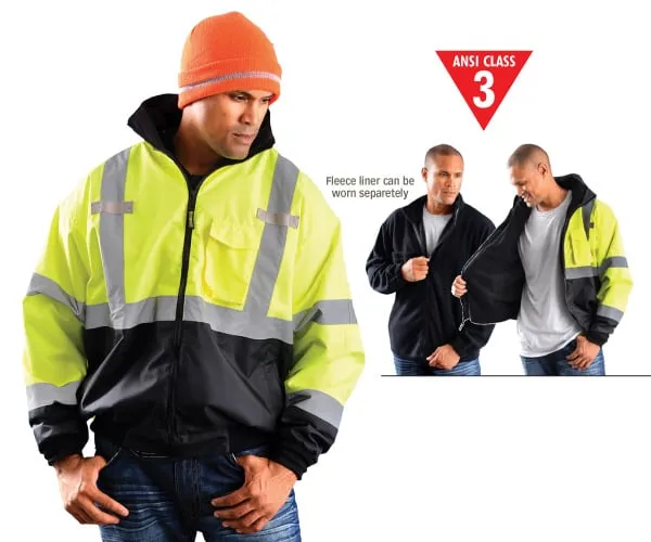 Occunomix Men'S Class 3 Bomber Jacket - 4X Lime/Black