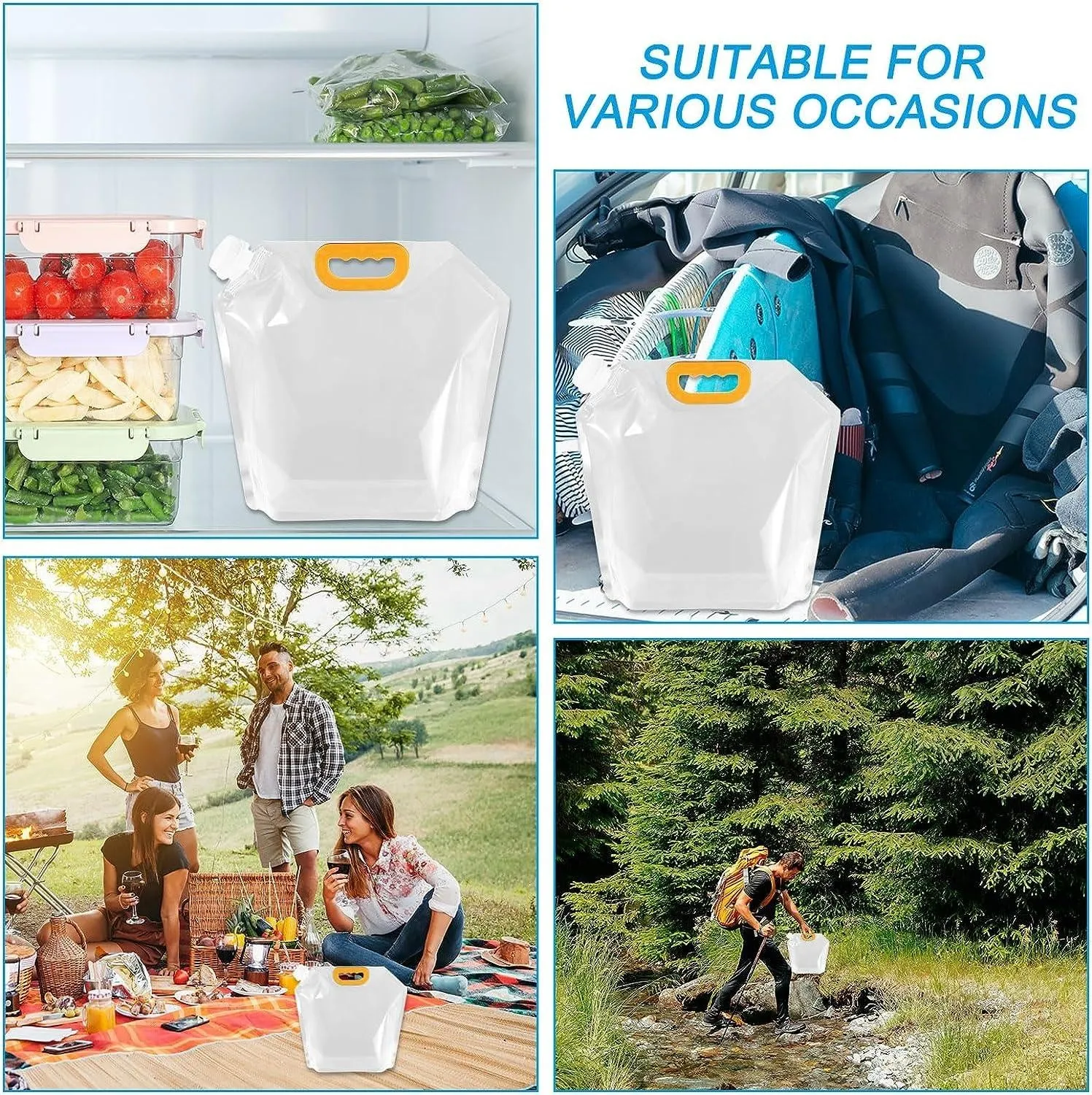 Outdoor Folding Water Bag for Sport Camping Riding Mountaineer Back Packing (10 Pack)