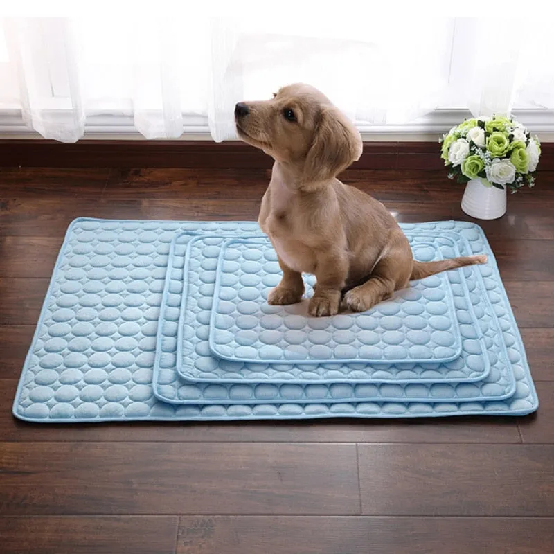 Pet Dog Cooling Mat Summer Keep Cool Ice Silk Mattress