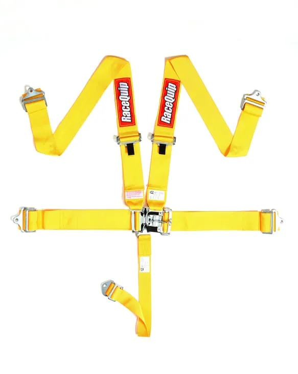 RaceQuip Latch & Link 5 Point Harness Set - Yellow - 3 in. Lap and Shoulder - 2 in. Sub - 711031
