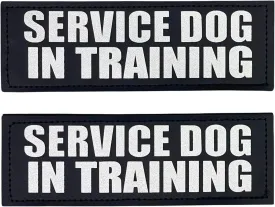 Reflective Service Dog in Training Patches with Hook Backing for Service Animal Vests /Harnesses Large (6 X 2) Inch