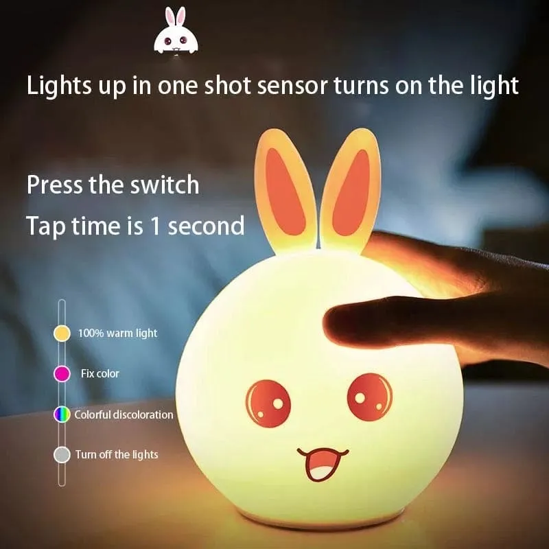 Silicone Rabbit Lamp, Cute Kids Night Light Lamp, Rabbit Lamp For Room Decoration, Cute Warm Night Light