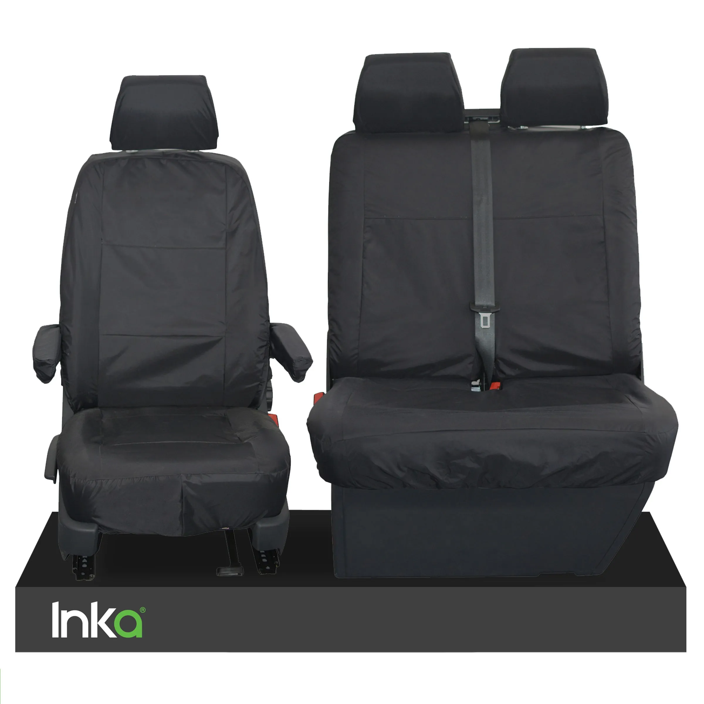 VW Crafter Front 1 2 INKA Fully Tailored Waterproof Seat Covers Black MY-07-16