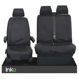 VW Crafter Front 1 2 INKA Fully Tailored Waterproof Seat Covers Black MY-07-16
