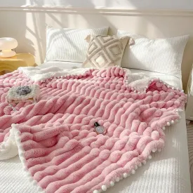 Yeknu Tuscan Faux Rabbit Fur Warm Weighted Blankets for Bed Luxury Faux Lamb's Wool Double Blanket Soft Fluffy Warmth Double Blanket